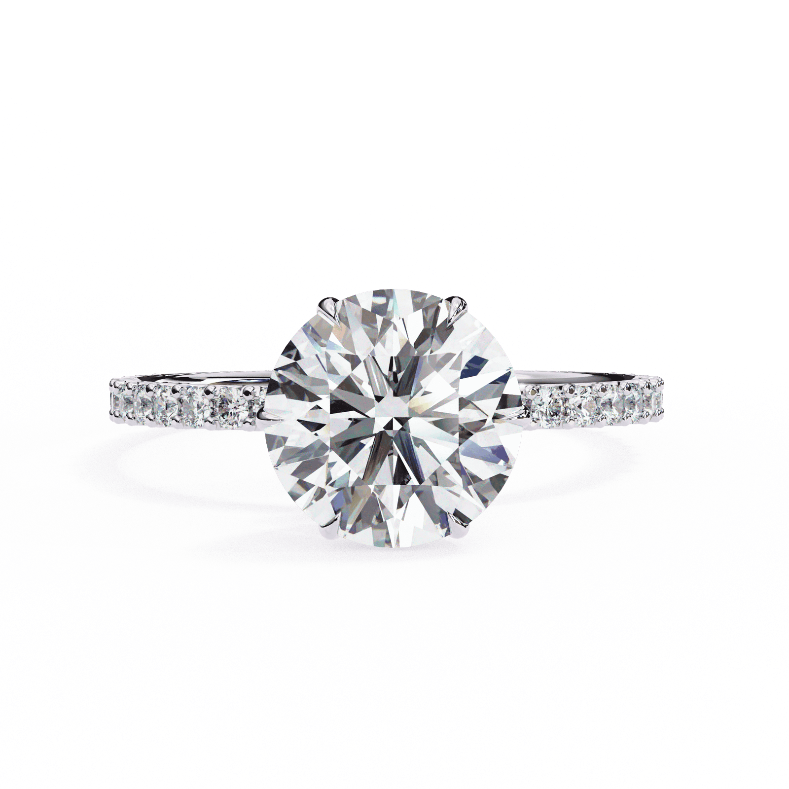 Round Brilliant-Cut Diamond Engagement Ring with Pav? Band